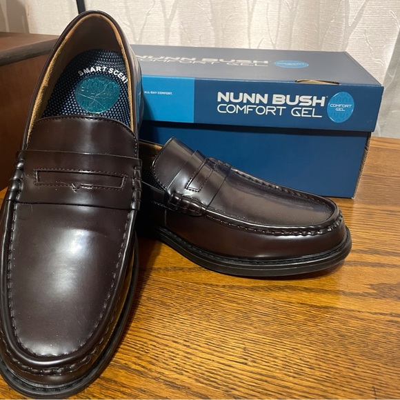 Nunn Bush “Colter” Burgundy Comfort Gel Loafers - Picture 1 of 16